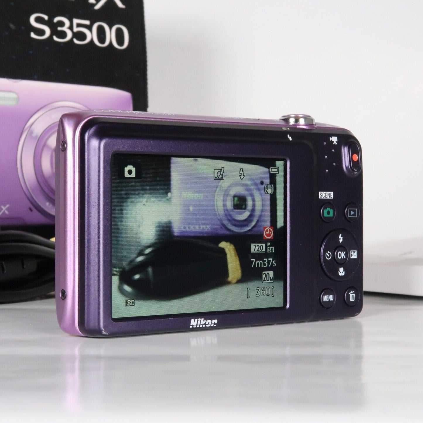 Pre-owned Nikon CoolPix S3500 20.1MP Digital Camera Purple – Mint Condition, Original Packaging