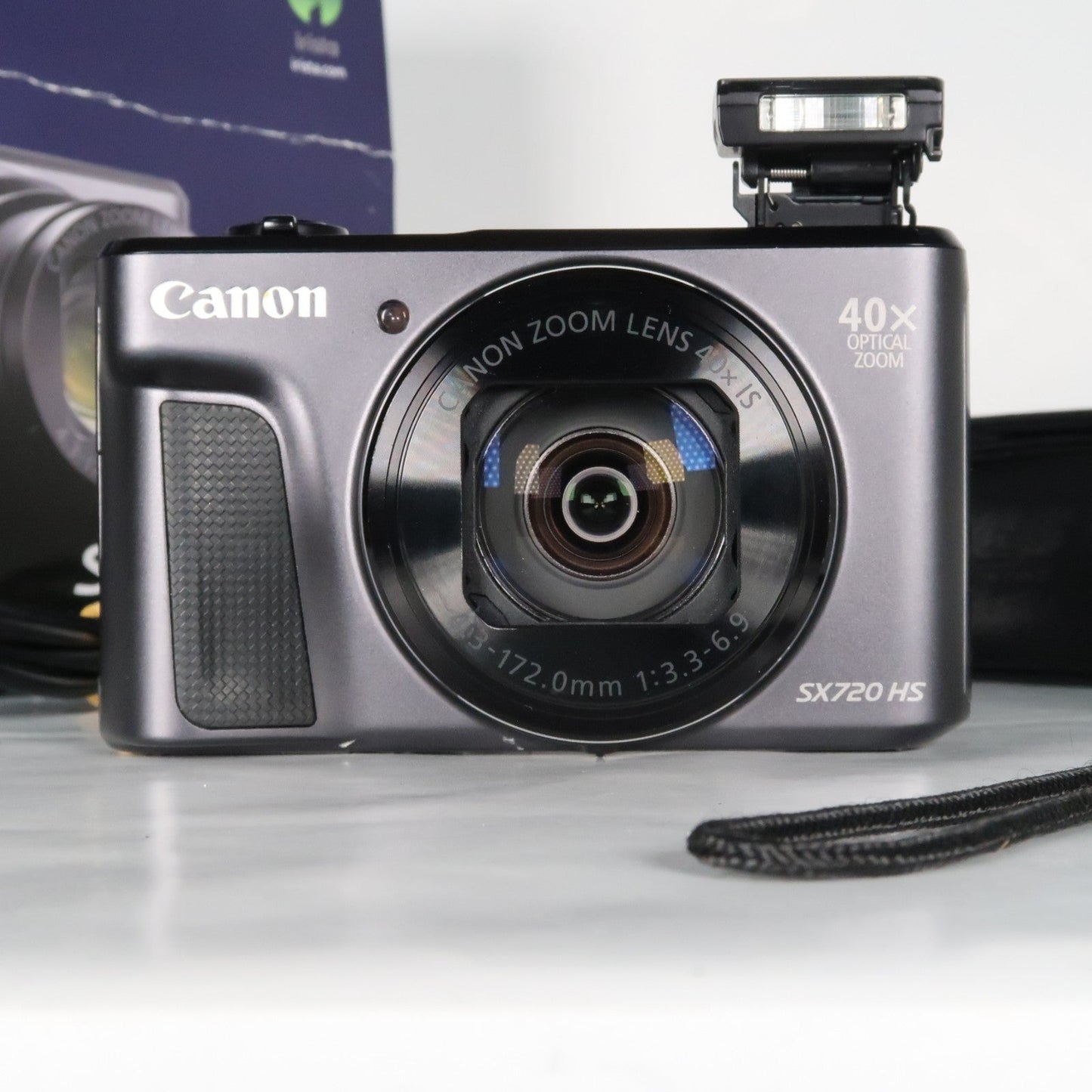 Pre-owned Canon PowerShot SX720 HS 20.3MP 40x Digital Camera Black + Case + 64GB SD Card