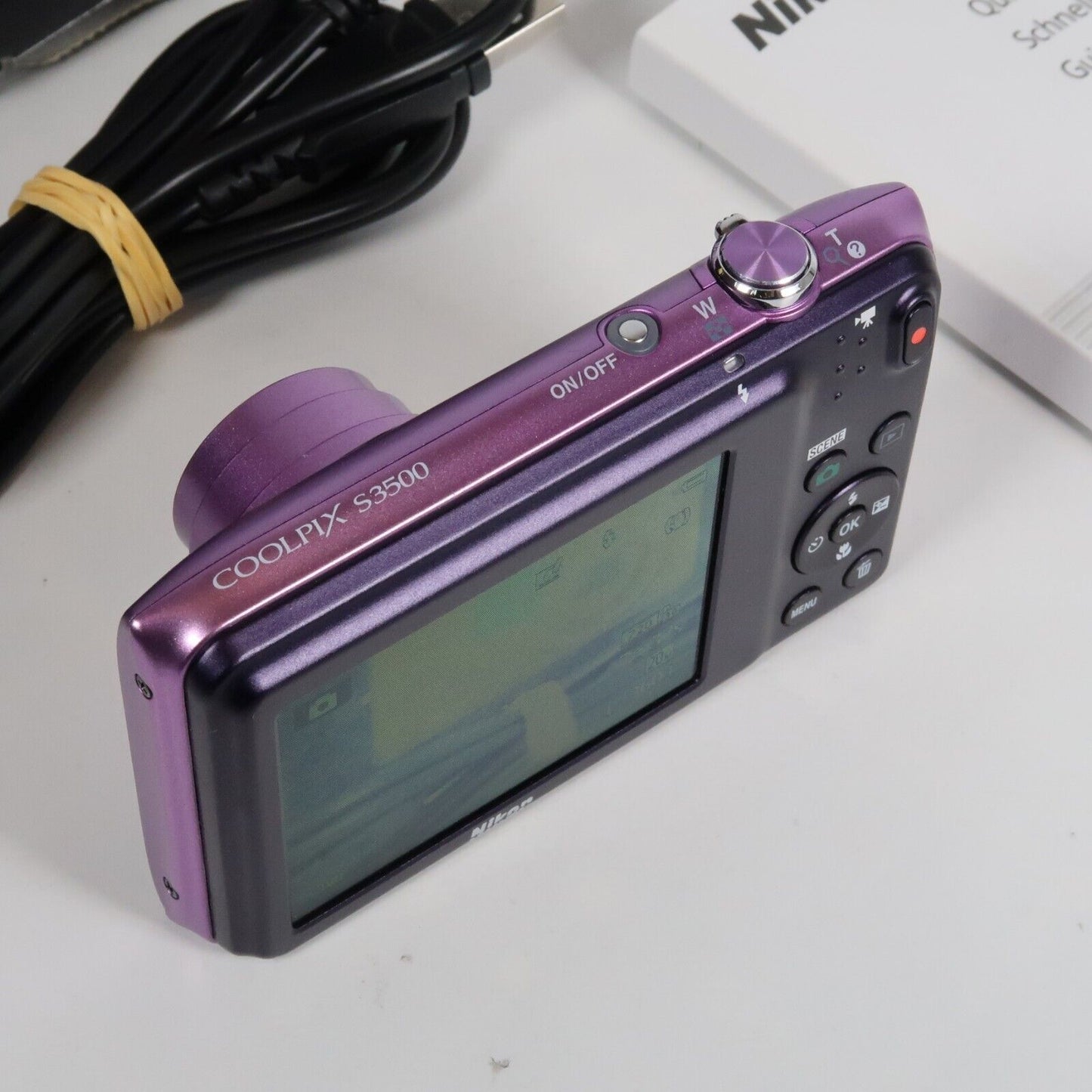 Pre-owned Nikon CoolPix S3500 20.1MP Digital Camera Purple – Mint Condition, Original Packaging
