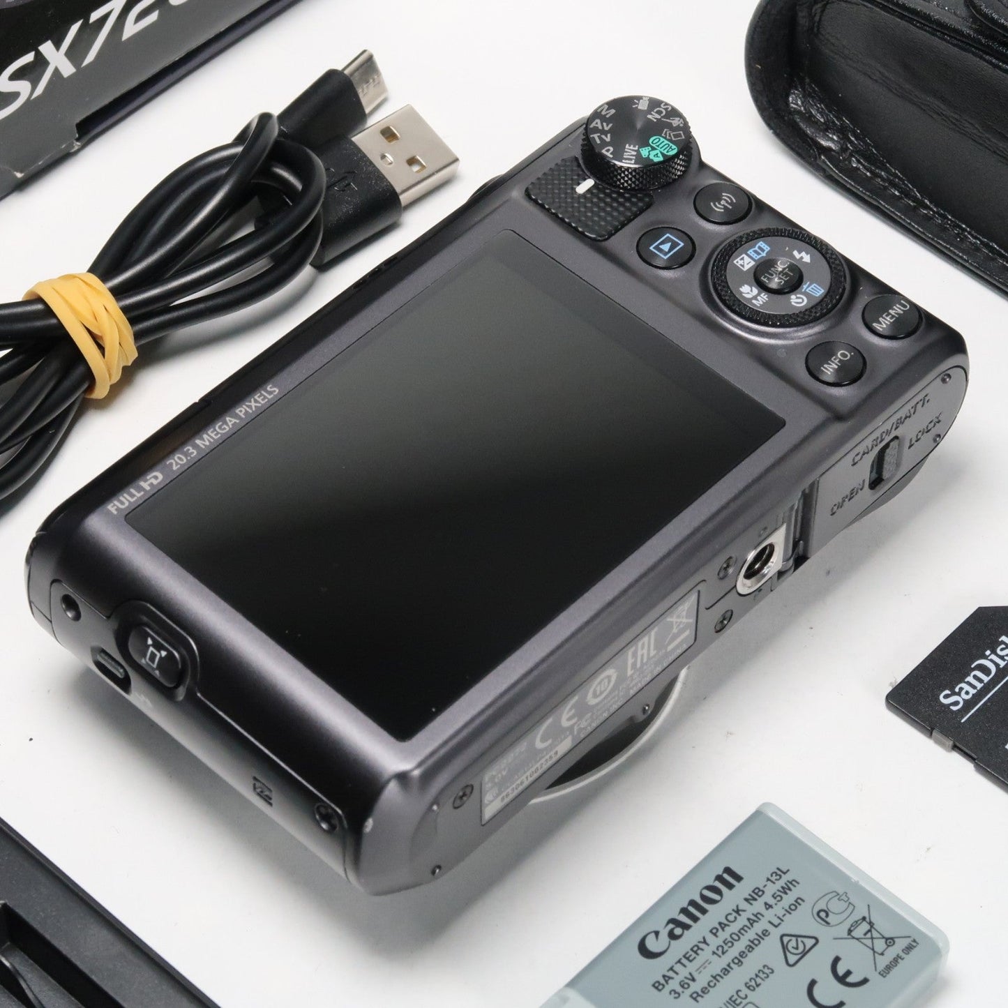 Pre-owned Canon PowerShot SX720 HS 20.3MP 40x Digital Camera Black + Case + 64GB SD Card