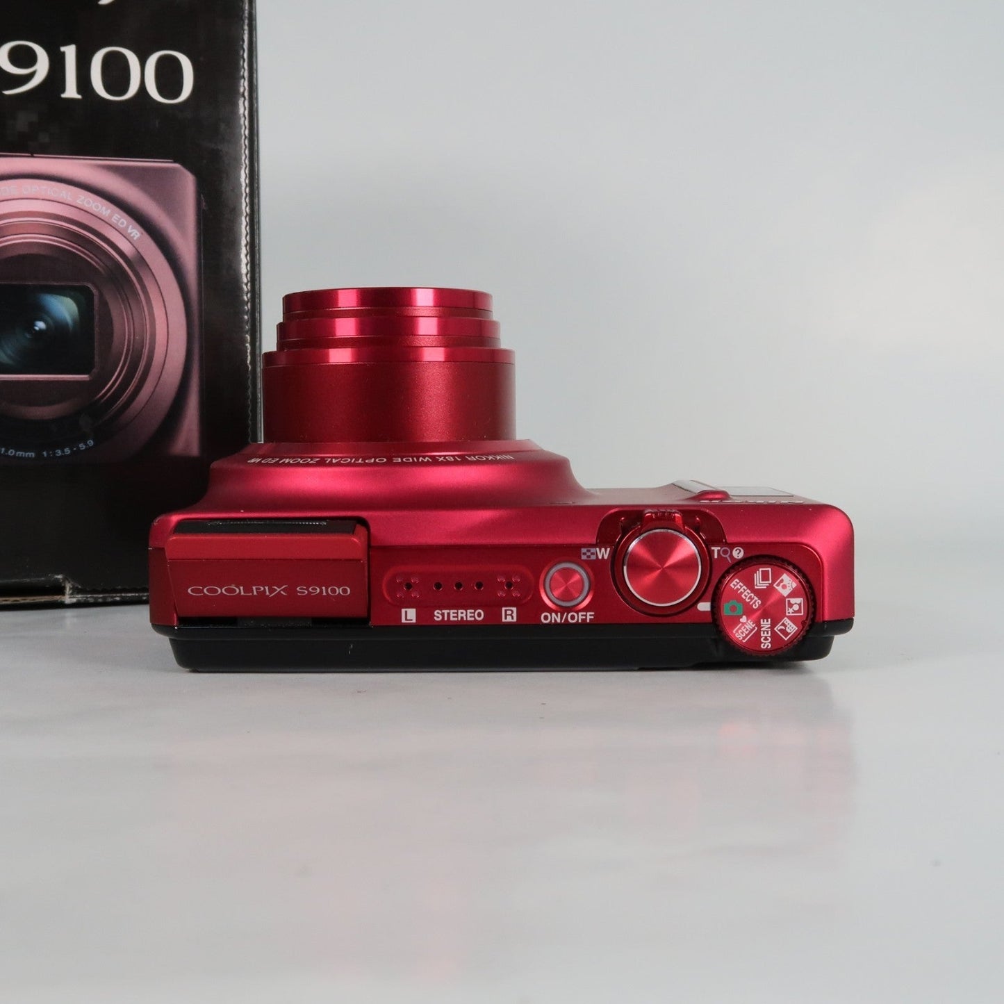 Pre-owned Nikon Coolpix S9100 12.1MP 18x Digital Camera Red, Case, SD Card – Very Good