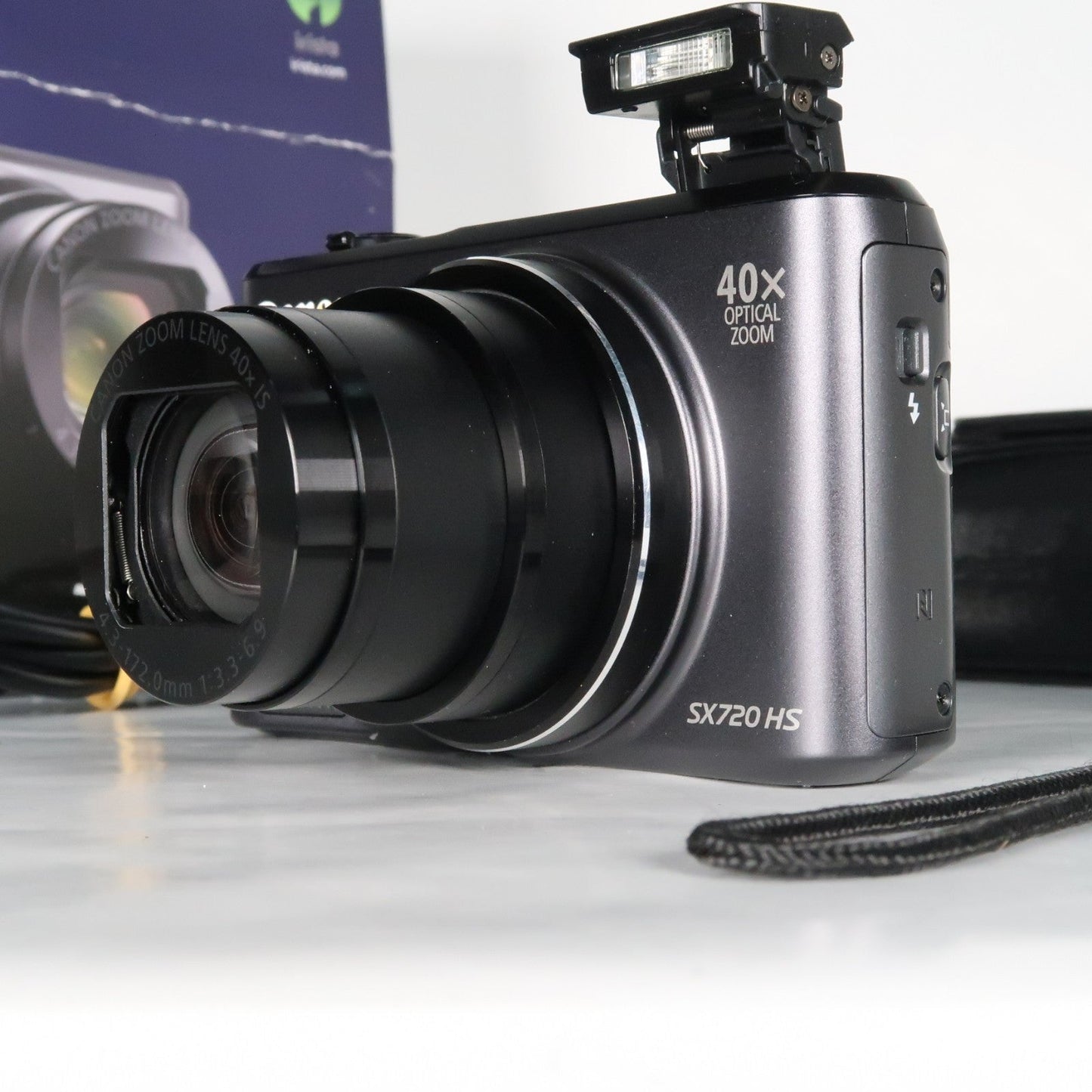 Pre-owned Canon PowerShot SX720 HS 20.3MP 40x Digital Camera Black + Case + 64GB SD Card