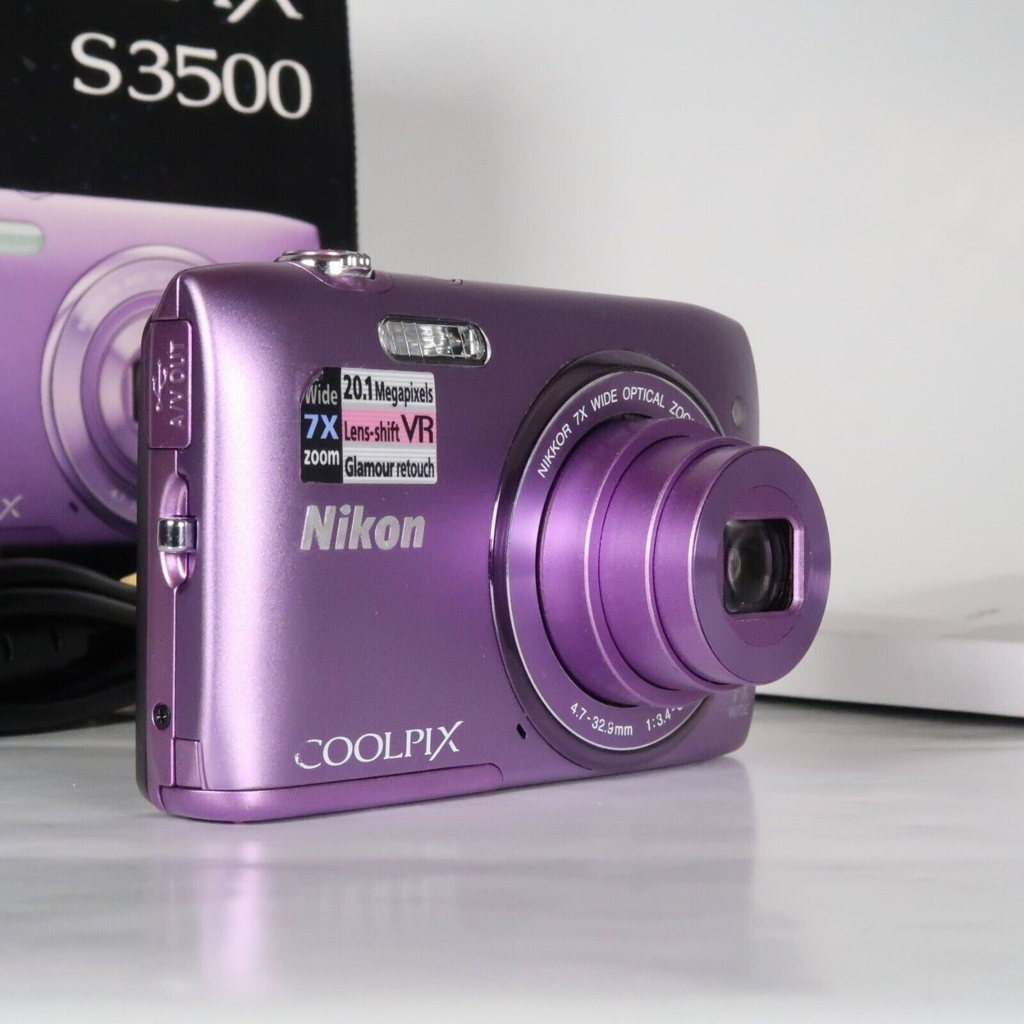 Pre-owned Nikon CoolPix S3500 20.1MP Digital Camera Purple – Mint Condition, Original Packaging