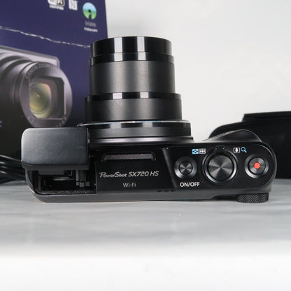 Pre-owned Canon PowerShot SX720 HS 20.3MP 40x Digital Camera Black + Case + 64GB SD Card