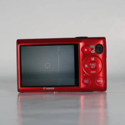 Pre-owned Canon IXUS 220 HS 12.1MP Digital Camera Red – Boxed Set