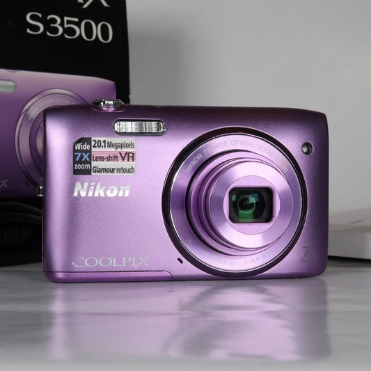 Pre-owned Nikon CoolPix S3500 20.1MP Digital Camera Purple – Mint Condition, Original Packaging