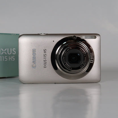 Pre-owned Canon IXUS 115 HS PowerShot ELPH 100 HS 12.1MP 4x Digital Camera Silver – Very Good Condition