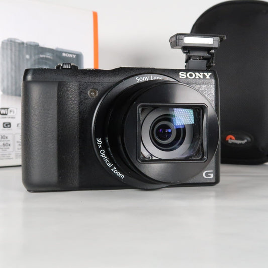 Pre-owned Sony CyberShot DSC-HX60V 20.4MP Digital Camera – Boxed, with Case &amp; 32GB SD Card