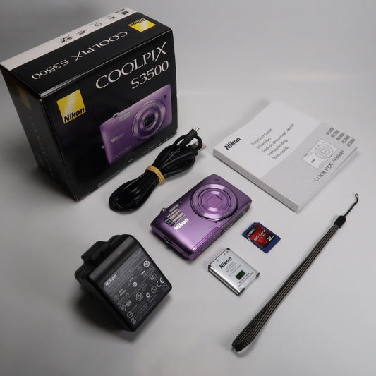 Pre-owned Nikon CoolPix S3500 20.1MP Digital Camera Purple – Mint Condition, Original Packaging