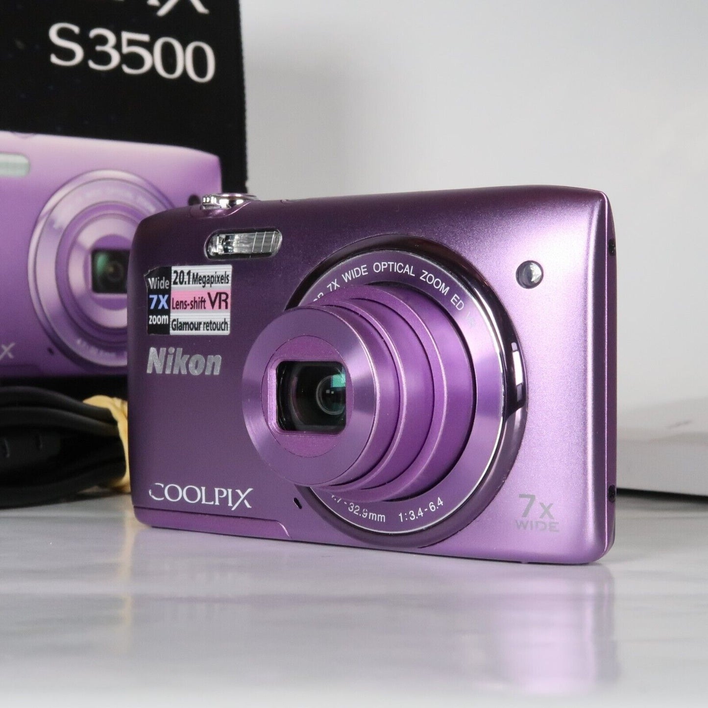 Pre-owned Nikon CoolPix S3500 20.1MP Digital Camera Purple – Mint Condition, Original Packaging