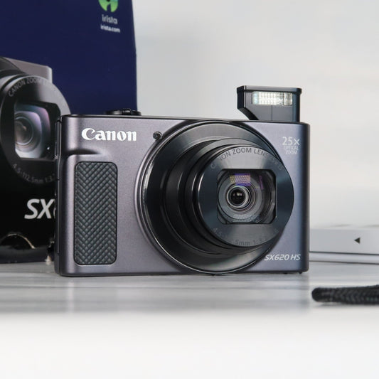 Pre-owned Canon PowerShot SX620 HS 20.2MP 25x Digital Camera Black – With 16GB SD Card