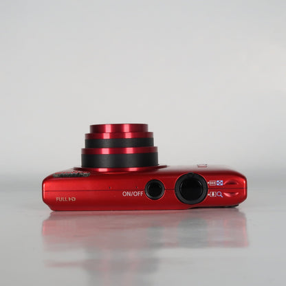 Pre-owned Canon IXUS 220 HS 12.1MP Digital Camera Red – Boxed Set