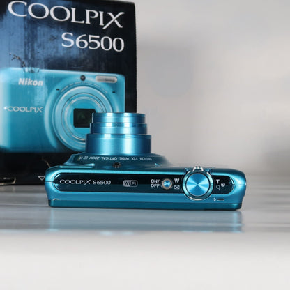Pre-owned Nikon Coolpix S6500 16.0MP Compact Digital Camera – Blue, Complete Kit – Tested
